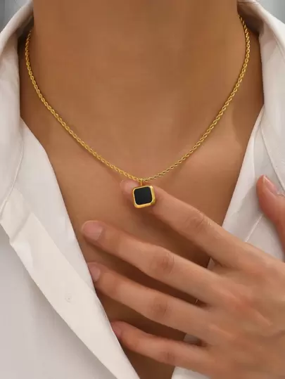 1 st 18K guldpläterad vävd chokerhalsband av rostfritt stål, lämplig för dagligt slitage och semesterpresenter