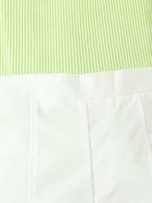 SHEIN Girls Rib-knit Halter Top & Shorts - Multicolor - View 3