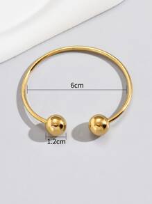 1pc 18K Gold Plated Stainless Steel Double Bead Charm Bracelet, Stylish Everyday & Holiday Gift For Friends