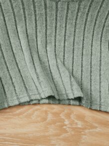 SHEIN Cô Gái Trẻ Áo cao cổ Áo thun Thả vai & Váy Dây - Màu xanh Bạc hà - Xem 4