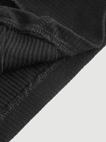 SHEIN MOD Áo thun nữ Bất đối xứng Buộc lại Gân đan màu trơn Giải trí - màu đen - Xem 4