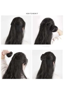 短直筒合成纖維髮髻 - 黑色 - 查看 5