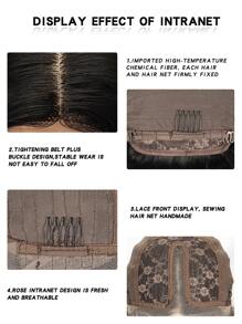 13*4*1 T型花邊中等卷人造假髮 - 黑色 - 查看 5