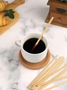 100 支一次性竹制咖啡棒学校用品 - 黃色 - 查看 2