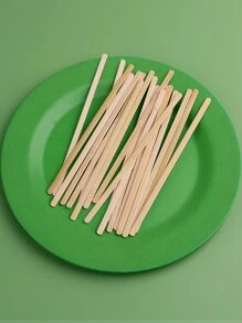 100 支一次性竹制咖啡棒学校用品 - 黃色 - 查看 3