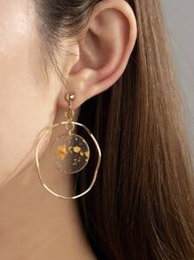 1 Cặp Khuyên Tai Vòng Tròn Hình Học Kim Loại Bông Tai Acrylic Tròn - Vàng - Xem 1