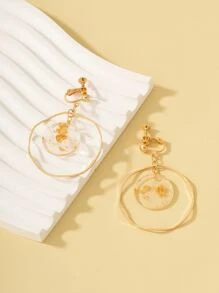 1 Cặp Khuyên Tai Vòng Tròn Hình Học Kim Loại Bông Tai Acrylic Tròn - Vàng - Xem 2