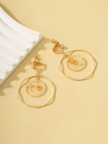 1 Cặp Khuyên Tai Vòng Tròn Hình Học Kim Loại Bông Tai Acrylic Tròn - Vàng - Xem 4