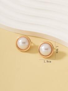 人造珍珠裝飾夾式耳環 - 金黃色 - 查看 5