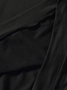 Manfinity Hombres Capucha con estampado de árbol y slogan con cordón - Negro - Ver 3