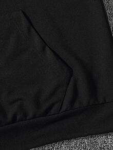 Manfinity Hombres Capucha con estampado de árbol y slogan con cordón - Negro - Ver 5