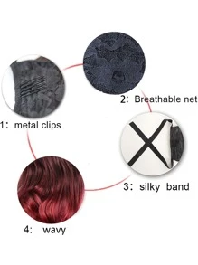 Ombre Long Curly Ponytail Synthetic Hair Extension - Multicolor - View 3