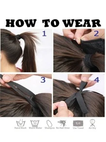 Ombre Long Curly Ponytail Synthetic Hair Extension - Multicolor - View 5