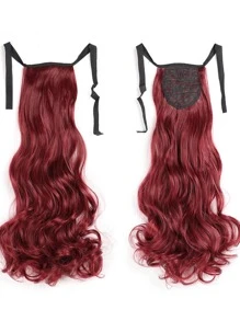 Long Body Wave Ponytail Synthetic Hair Extension - Burgundy - View 1