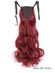Long Body Wave Ponytail Synthetic Hair Extension - Burgundy - View 2