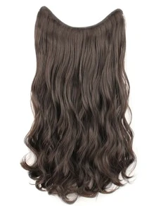 Long Curly Synthetic Hair Extension - Brown - View 1