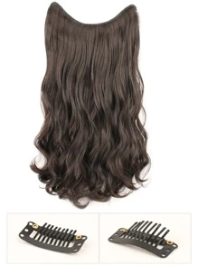 Long Curly Synthetic Hair Extension - Brown - View 4