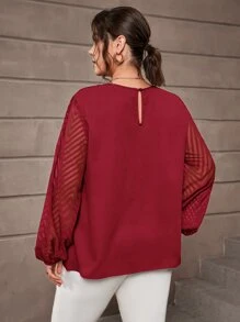 SHEIN Clasi Plus Keyhole Neckline Lantern Sleeve Blouse