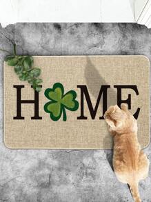 1pc Clover & Letter Graphic Door Mat - Multicolor - View 1