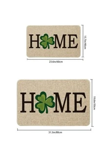 1pc Clover & Letter Graphic Door Mat - Multicolor - View 2