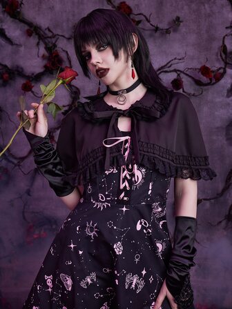 Solid Frill Trim Tie Front Crop Coat