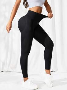 Yoga Basic Xà cạp yoga Thắt lưng rộng Tập thể dục Nén Xà cạp - màu đen - Xem 3