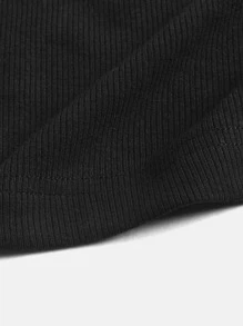 SHEIN BASICS Plus Cotton Solid Wide Leg Trousers - Black - View 7