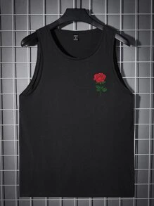 Manfinity RebelGame Men Cotton Floral Print Tank Top - Black - View 1