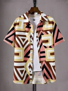 Manfinity Men Geo Print Shirt Without Tee - Multicolor - View 1