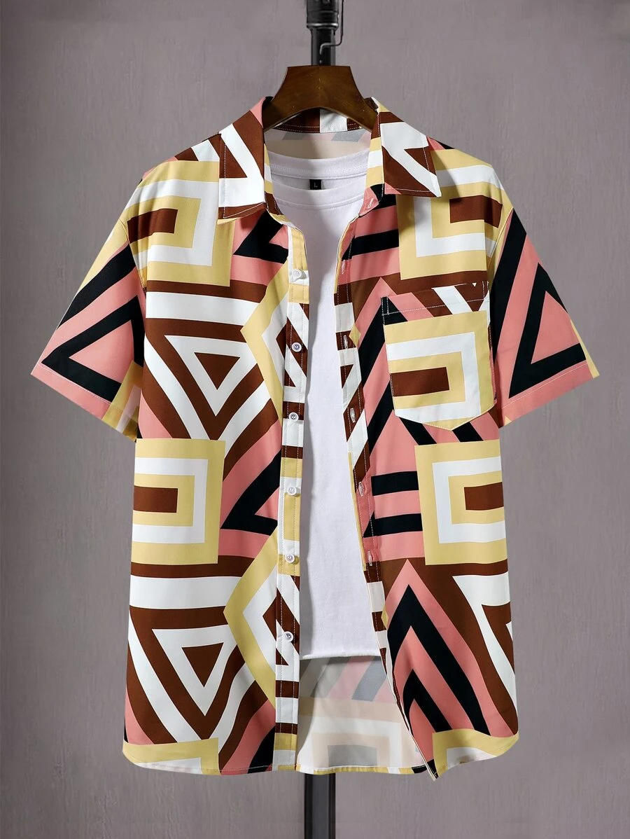 Manfinity Men Geo Print Shirt Without Tee - Multicolor - View 1