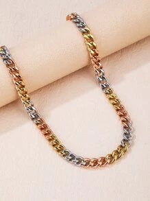 Collar de cadena de bloque de color de acero inoxidable para hombre para decoración diaria para una apariencia elegante - Multicolor - Ver 1