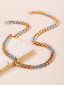 Collar de cadena de bloque de color de acero inoxidable para hombre para decoración diaria para una apariencia elegante - Multicolor - Ver 2