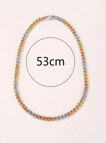 Collar de cadena de bloque de color de acero inoxidable para hombre para decoración diaria para una apariencia elegante - Multicolor - Ver 3