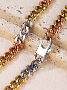 Collar de cadena de bloque de color de acero inoxidable para hombre para decoración diaria para una apariencia elegante - Multicolor - Ver 4
