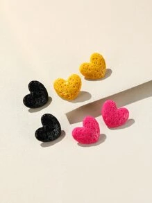 3對愛心設計耳釘 - 彩色 - 查看 1