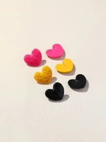 3對愛心設計耳釘 - 彩色 - 查看 2