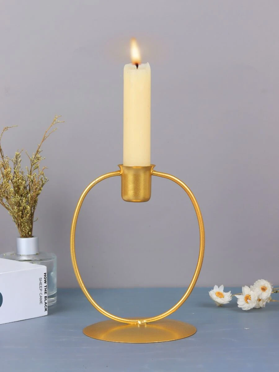 1pc Metallic Candle Holder - Gold - View 1