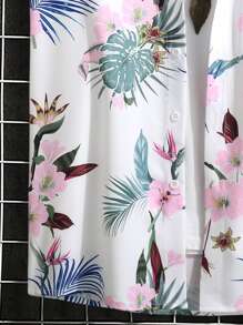 Manfinity Men Tropical Print Shirt Without Tee - White - View 3