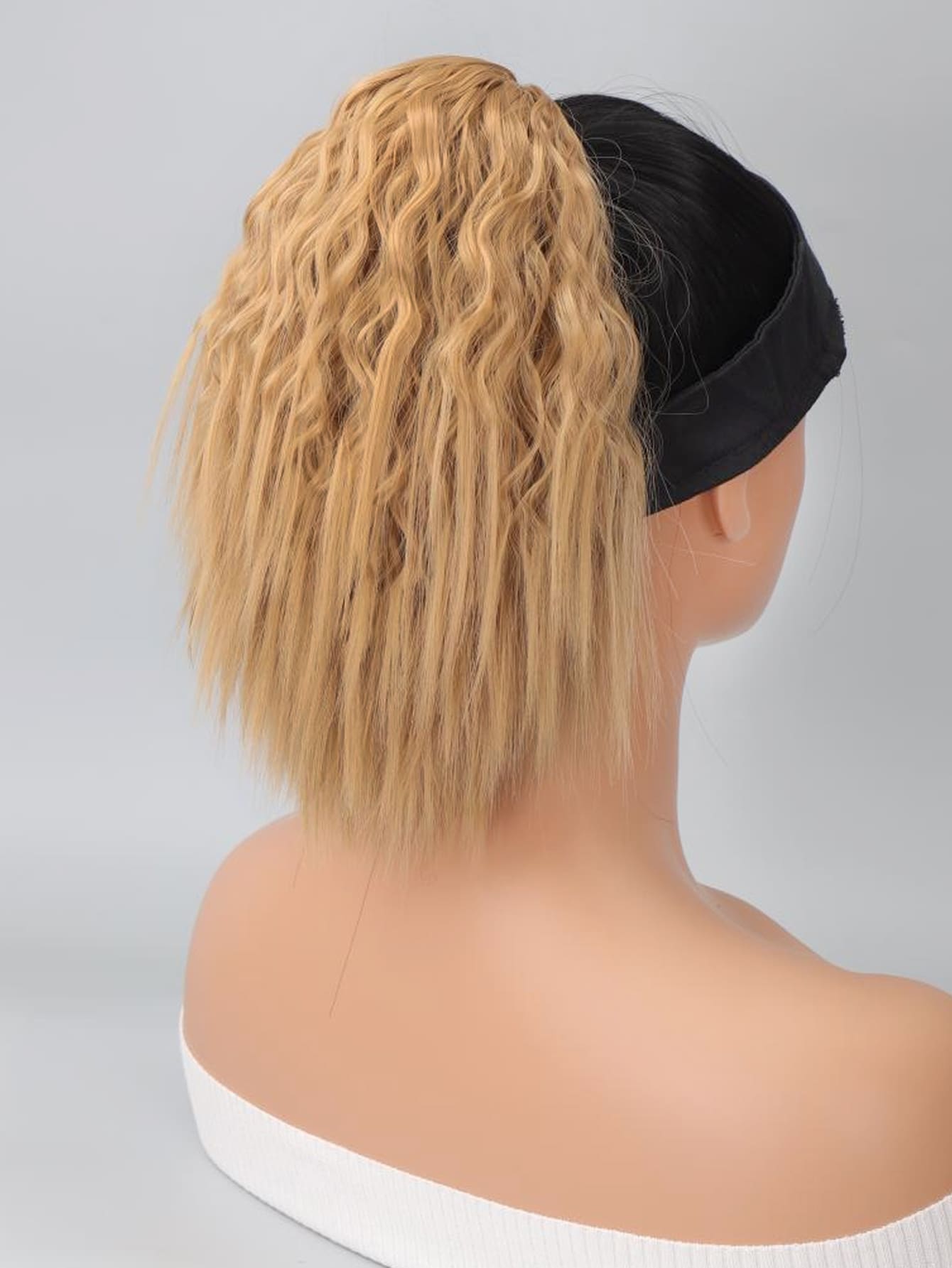 Short Curly Ponytail Synthetic Hair Extension - Gold - View 1