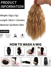 Short Curly Ponytail Synthetic Hair Extension - Gold - View 3