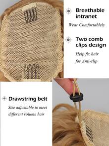 Short Curly Ponytail Synthetic Hair Extension - Gold - View 6