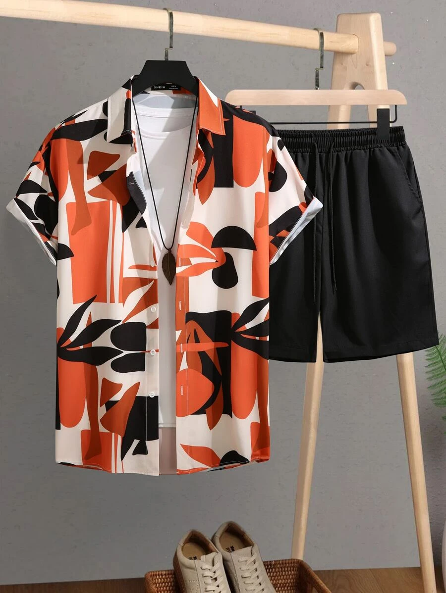 Manfinity RSRT Men Geo Print Shirt & Shorts Without Tee - Multicolor - View 1