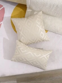 Miater 1入組幾何提花靠墊套不附帶墊芯 - 米色 - 查看 7
