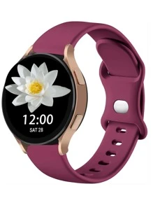 20mm/22mm 蝴蝶扣纯色柔软硅胶表带，兼容三星 Galaxy Watch 46mm/三星 Galaxy Watch 3 45mm/Ear S3 Frontier/Classic，运动表带，腕带替换手链（酒红色），作为返校学生的礼物 - 酒紅色 - 查看 1