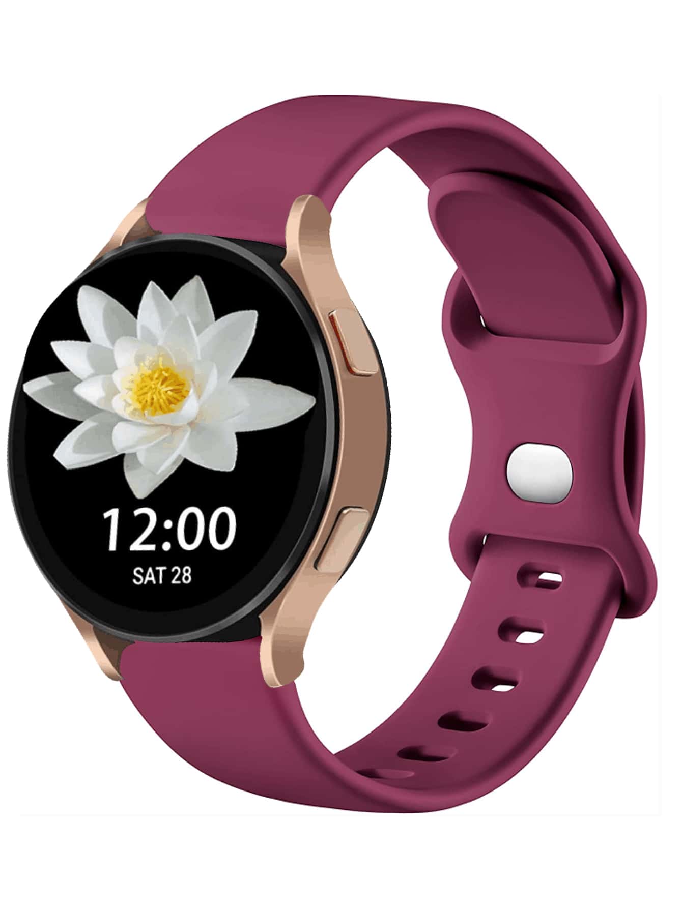 20mm/22mm 蝴蝶扣纯色柔软硅胶表带，兼容三星 Galaxy Watch 46mm/三星 Galaxy Watch 3 45mm/Ear S3 Frontier/Classic，运动表带，腕带替换手链（酒红色），作为返校学生的礼物 - 酒紅色 - 查看 1