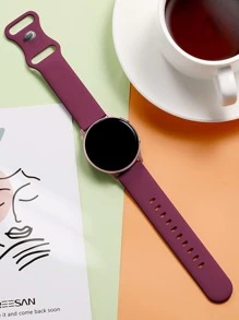 20mm/22mm 蝴蝶扣纯色柔软硅胶表带，兼容三星 Galaxy Watch 46mm/三星 Galaxy Watch 3 45mm/Ear S3 Frontier/Classic，运动表带，腕带替换手链（酒红色），作为返校学生的礼物 - 酒紅色 - 查看 2