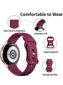20mm/22mm 蝴蝶扣纯色柔软硅胶表带，兼容三星 Galaxy Watch 46mm/三星 Galaxy Watch 3 45mm/Ear S3 Frontier/Classic，运动表带，腕带替换手链（酒红色），作为返校学生的礼物 - 酒紅色 - 查看 3