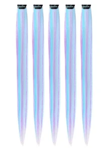 5 piezas Extensión del pelo con clip largo recto sintético - Color Piano - Ver 1