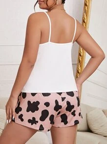 Plus Cow & Letter Graphic PJ Set - White - View 2