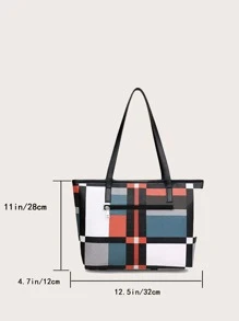 Colourblock Shoulder Tote Bag With Square Bag - Multicolor - View 2